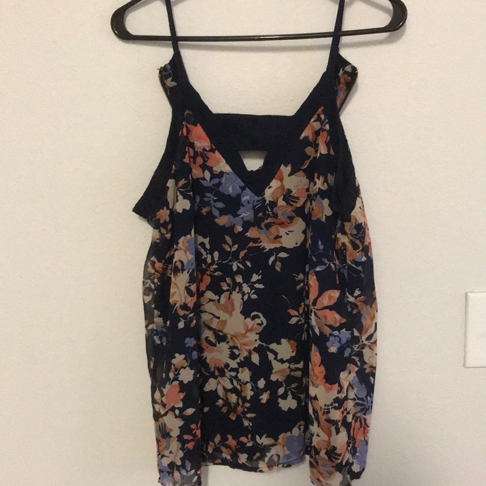 Lace floral spaghetti strap tank